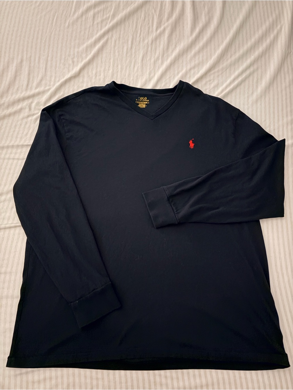 Polo by Ralph Lauren Black V-Neck Long Sleeve Shirt with Red Pony